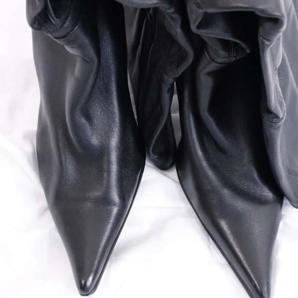 Paolini Designer Leather pointed toe high heel black over the knee boots US 8 - Picture 10 of 16